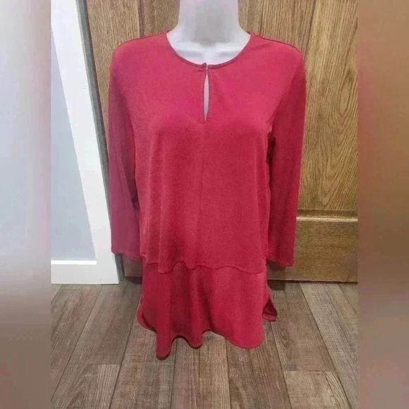 Lauren Ralph Lauren Tops - Lauren Ralph Lauren Tunic Women Red Keyhole Stretch Shirt Size Med